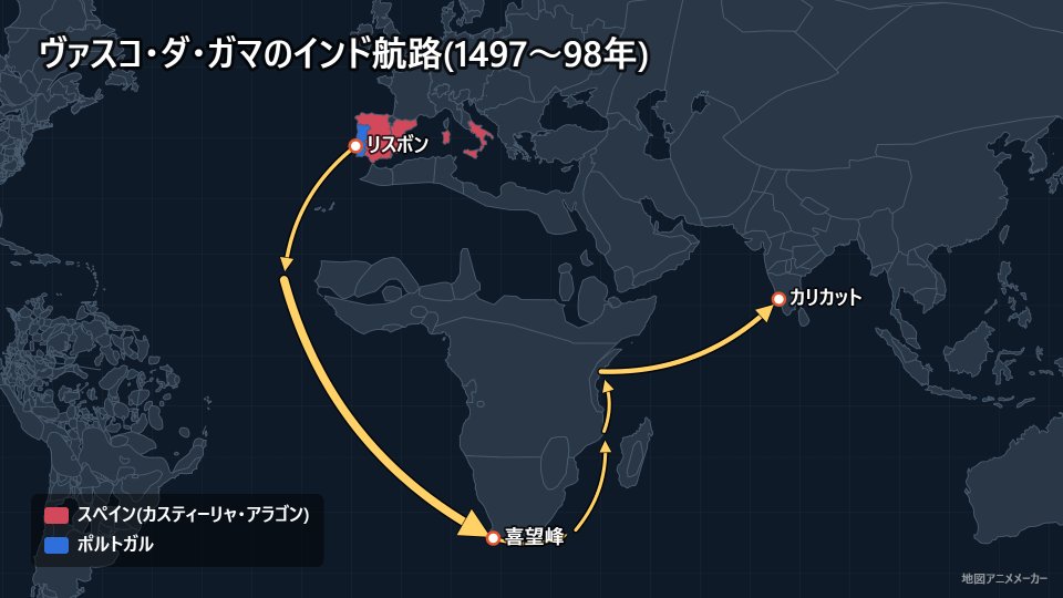 ヴァスコ・ダ・ガマのインド航路(1497〜98年)